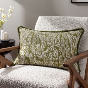 Hoem Frond Olive Rectangular Cushion